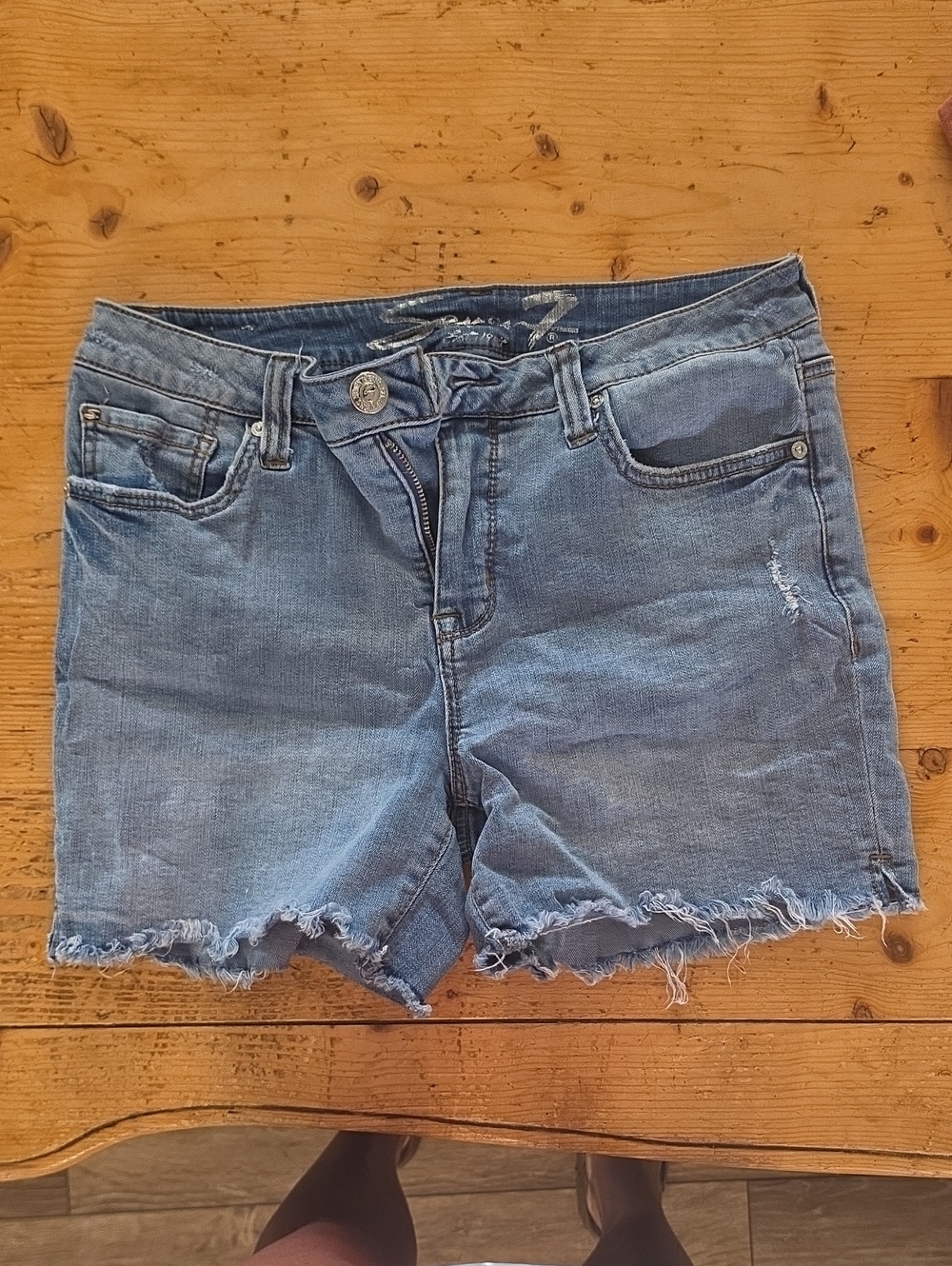 Seven7 Distressed Light Blue Denim Cutoff Shorts